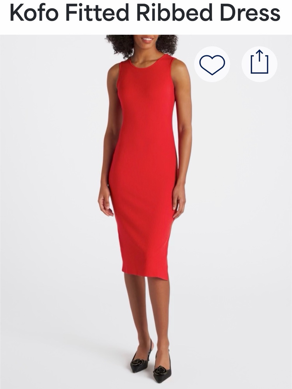 Fitted Ribbed Dress - Red - Picture 3 of 6
